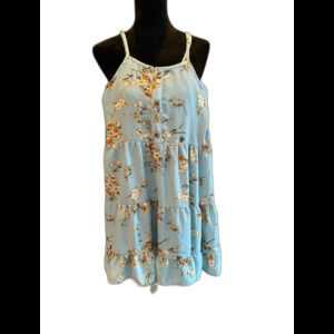 Girls Knit Works  Dress Plus Sz XL Blue Sleeveless  Adjustable Spaghetti  Straps